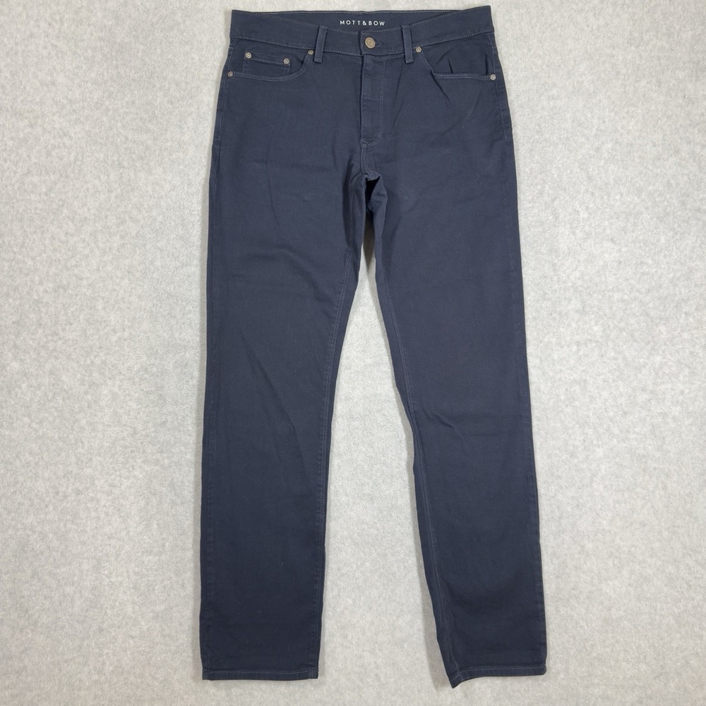 Mott & Bow Slim Fit Jeans Mens 31x32 Dark Wash Navy Blue Stretch Denim